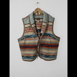 VINTAGE PENDLETON Women's Sz US 3XL Striped Southwestern Vest Aztec